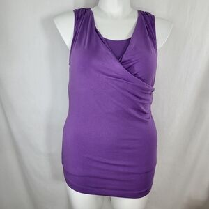 Marika Miracles Purple Sleeveless TOP Womens Size M Faux Wrap Tummy Control NWT